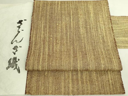 平和屋本店●希少　ざざんざ織　八寸名古屋帯　証紙付き　逸品　DZAB6612kh6