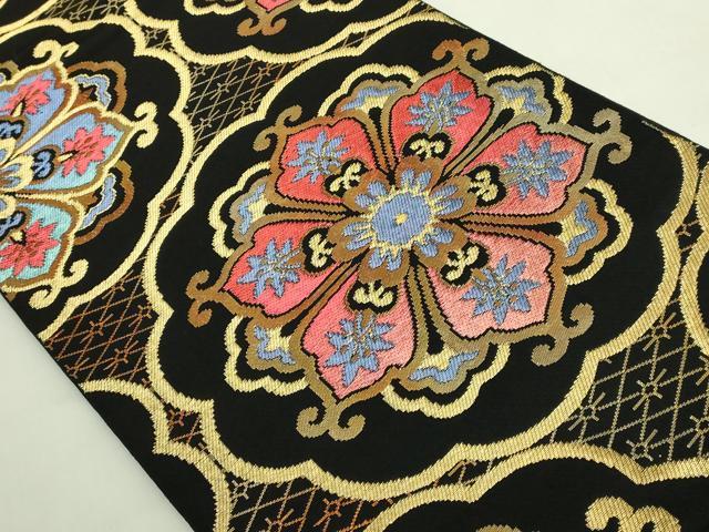 平和屋着物●極上　西陣　環美術織物　本袋帯　六通柄　本袋帯　大華文様　黒地　金糸　逸品　DZAB6625kh6