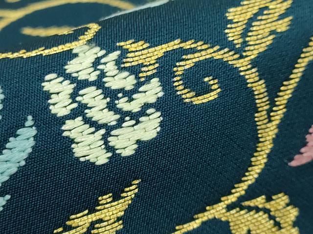 平和屋着物●極上　龍村美術織物　たつむら　九寸名古屋帯　唐織　花見鳥　金糸　褐返色地　逸品　DZAB6622kh6