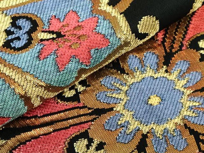 平和屋着物●極上　西陣　環美術織物　本袋帯　六通柄　本袋帯　大華文様　黒地　金糸　逸品　DZAB6625kh6