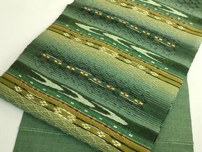平和屋着物●極上　首里花織　八寸名古屋帯　横段文　逸品　DZAB6654kh6