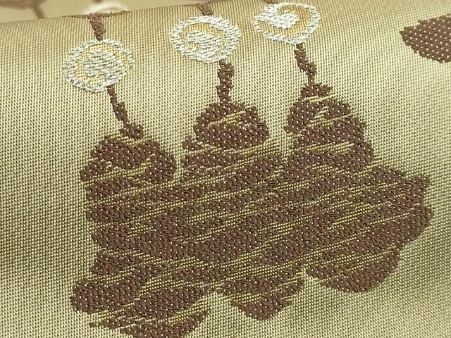 平和屋本店●極上　世界的人形師　辻村寿三郎　ジュサブロー　六通柄袋帯　器物鳳凰文　金銀糸　榛色地　逸品　DZAB6639kh6