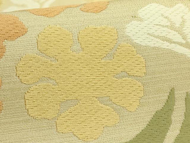 平和屋本店●極上　俵屋　人間国宝　喜多川平朗  有職織物　六通柄袋帯　唐織　草花文　金糸　逸品　DZAB6642kh6