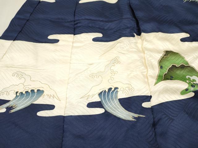平和屋着物[]七五三　男の子　祝着・被布セット　鷹　鷲　立波文　金彩　逸品　DABE7063ma