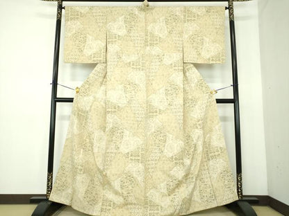 平和屋着物●上質な紬　切嵌花文　正絹　逸品　DABE5356ps