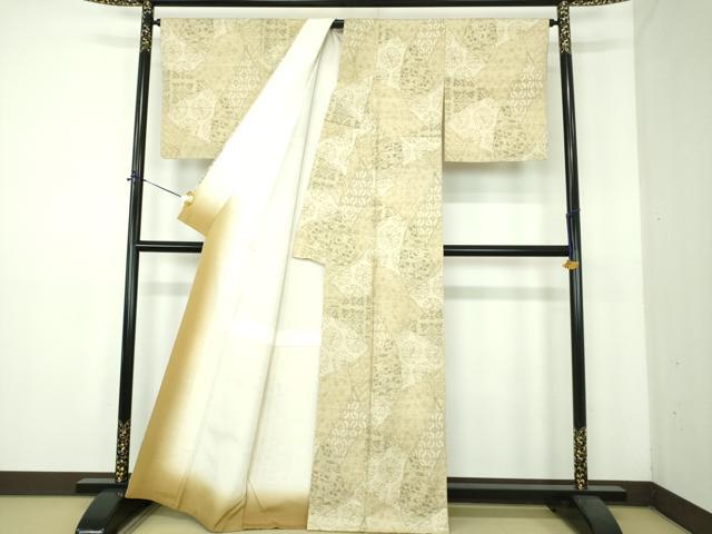 平和屋着物●上質な紬　切嵌花文　正絹　逸品　DABE5356ps