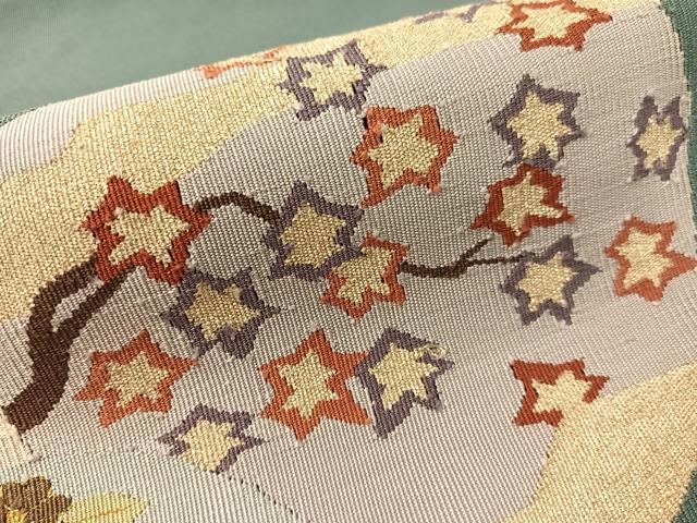 平和屋着物●爪掻き本綴れ　八寸名古屋帯　流水花丸文　金糸　正絹　逸品　CABG1736vp
