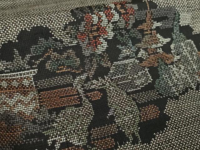平和屋着物●本場大島紬　9マルキ　風景花鳥文　正絹　逸品　DABE5418ps