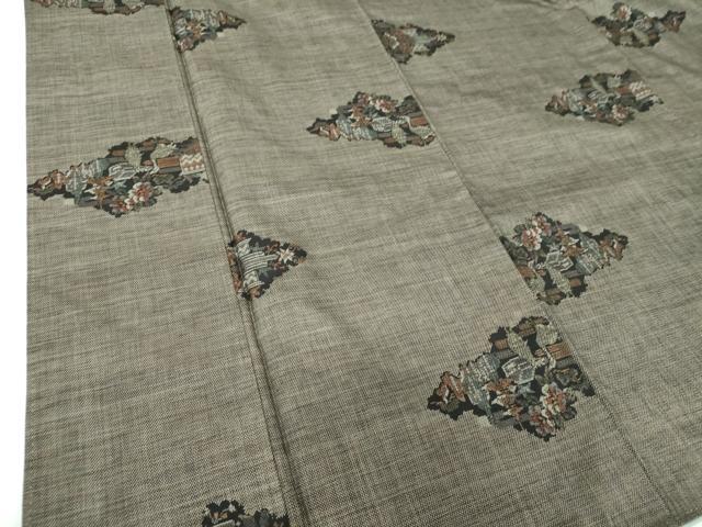 平和屋着物●本場大島紬　9マルキ　風景花鳥文　正絹　逸品　DABE5418ps