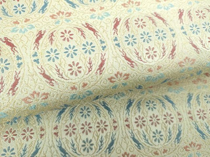 平和屋着物●九寸開き名古屋帯　花丸文　金糸　正絹　逸品　DABE5455ps