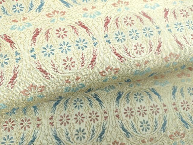 平和屋着物●九寸開き名古屋帯　花丸文　金糸　正絹　逸品　DABE5455ps