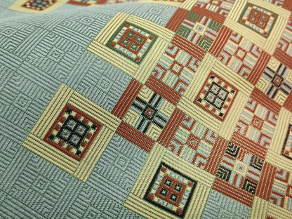 平和屋着物●佐賀錦　両面　六通柄袋帯　作家物　菱繋ぎ　正絹　逸品　DABE5535ps