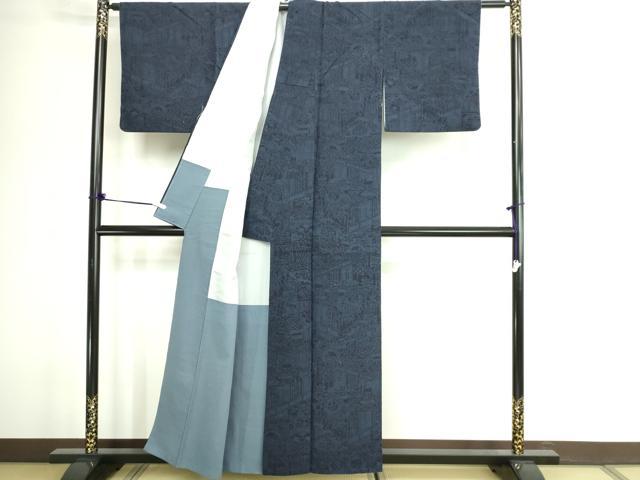 平和屋着物■結城紬 風景草花文 正絹 逸品 DABE9199sf