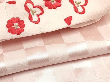 平和屋着物[]七五三　女の子　３歳　祝着　三つ身　長襦袢(袷・半衿刺繍)セット　駒刺繍　花鳥文　金彩　逸品　DABE7086ma