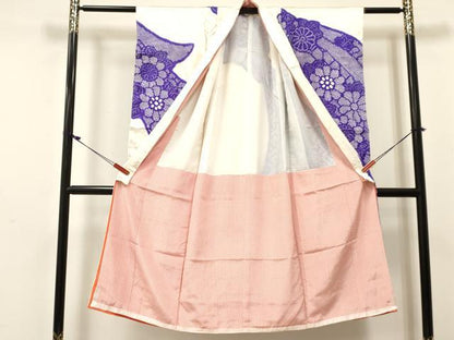 平和屋着物[]七五三　女の子　７歳　祝着　四つ身　駒刺繍　絞り　菊　逸品　DABE7083ma