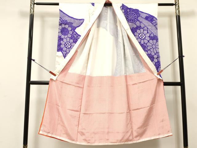 平和屋着物[]七五三　女の子　７歳　祝着　四つ身　駒刺繍　絞り　菊　逸品　DABE7083ma