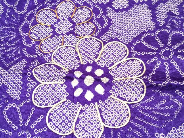 平和屋着物[]七五三　女の子　７歳　祝着　四つ身　駒刺繍　絞り　菊　逸品　DABE7083ma