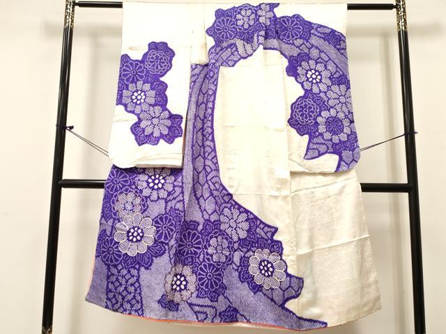 平和屋着物[]七五三　女の子　７歳　祝着　四つ身　駒刺繍　絞り　菊　逸品　DABE7083ma