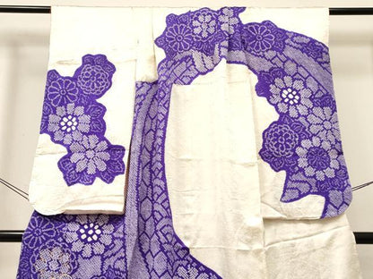 平和屋着物[]七五三　女の子　７歳　祝着　四つ身　駒刺繍　絞り　菊　逸品　DABE7083ma