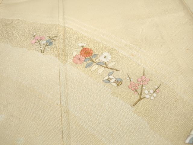 平和屋着物■訪問着 駒刺繍 刺繍 流水枝花文 金彩 正絹 逸品 DABE8964qa