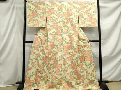 平和屋着物■上質な紬 草花文 正絹 逸品 DABE8966qa