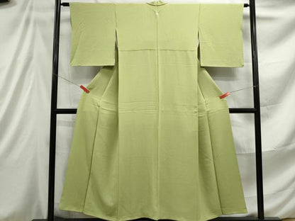 平和屋着物■上質な色無地 苗色 正絹 逸品 DABE8980qa
