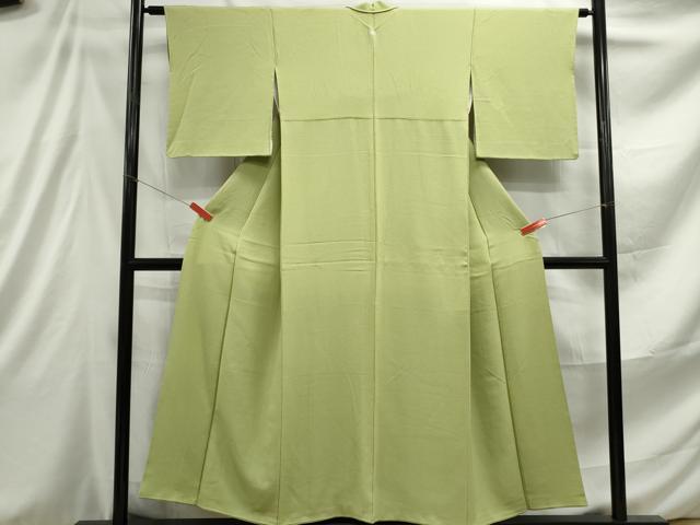 平和屋着物■上質な色無地 苗色 正絹 逸品 DABE8980qa