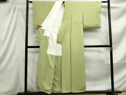 平和屋着物■上質な色無地 苗色 正絹 逸品 DABE8980qa