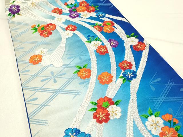 平和屋着物◎六通柄袋帯 唐織 舞花文 金糸 正絹 逸品 DABE3828qp