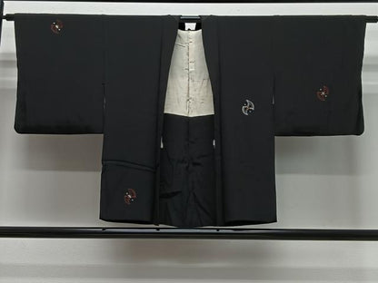 平和屋着物＃羽織　寿光織　宝尽くし　黒地　金銀糸　正絹　逸品　CABE5160ua