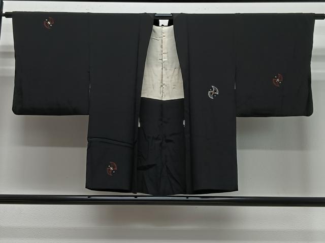 平和屋着物＃羽織　寿光織　宝尽くし　黒地　金銀糸　正絹　逸品　CABE5160ua