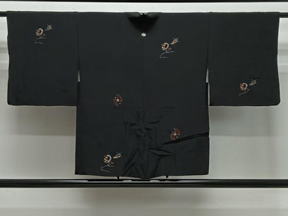 平和屋着物＃羽織　寿光織　宝尽くし　黒地　金銀糸　正絹　逸品　CABE5160ua
