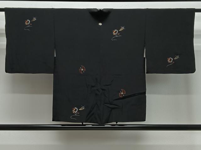 平和屋着物＃羽織　寿光織　宝尽くし　黒地　金銀糸　正絹　逸品　CABE5160ua