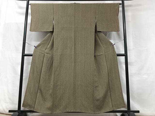 平和屋着物■上質な小紋 縞 鬼しぼ縮緬 正絹 逸品 CABF5104xe
