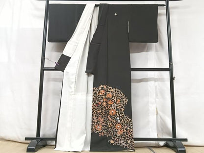 平和屋着物■豪華黒留袖 更紗花文 正絹 逸品 CABF5109xe