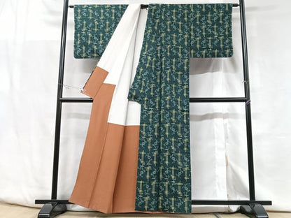 平和屋着物■上質な紬 草花文 正絹 逸品 CABF5105xe
