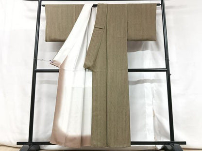 平和屋着物■上質な小紋 縞 鬼しぼ縮緬 正絹 逸品 CABF5104xe