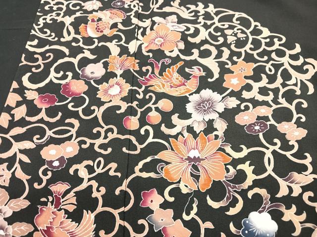 平和屋着物■豪華黒留袖 更紗花文 正絹 逸品 CABF5109xe