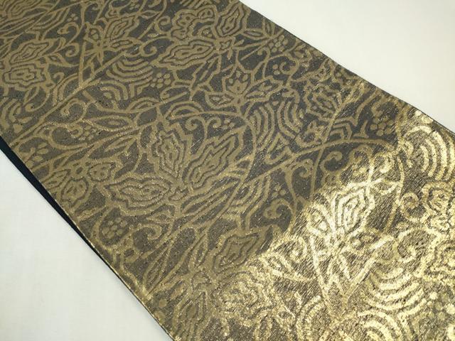 平和屋着物◎六通柄 京袋帯 草花文 金糸 正絹 逸品 CABF6573ou
