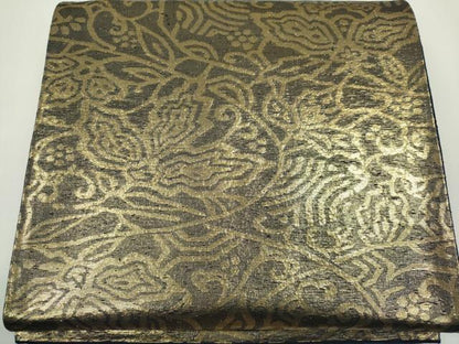 平和屋着物◎六通柄 京袋帯 草花文 金糸 正絹 逸品 CABF6573ou