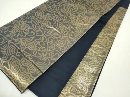 平和屋着物◎六通柄 京袋帯 草花文 金糸 正絹 逸品 CABF6573ou