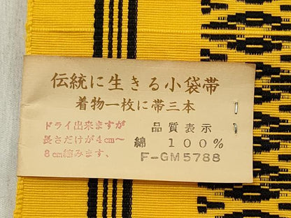 平和屋着物▼名古屋帯　帯反物　綿献上　綿　未使用　DABE3365we