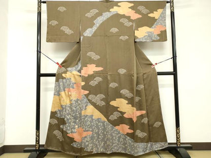 平和屋着物■中国三大刺繍 相良刺繍 訪問着 絞り 草花文 金彩 正絹 逸品 DABE7952cd