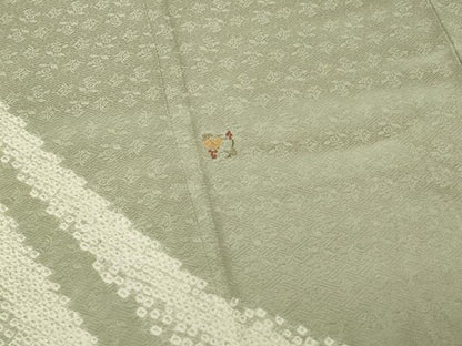 平和屋着物■訪問着 絞り 刺繍 草花文 金糸 正絹 逸品 DABE7961cd
