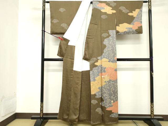 平和屋着物■中国三大刺繍 相良刺繍 訪問着 絞り 草花文 金彩 正絹 逸品 DABE7952cd