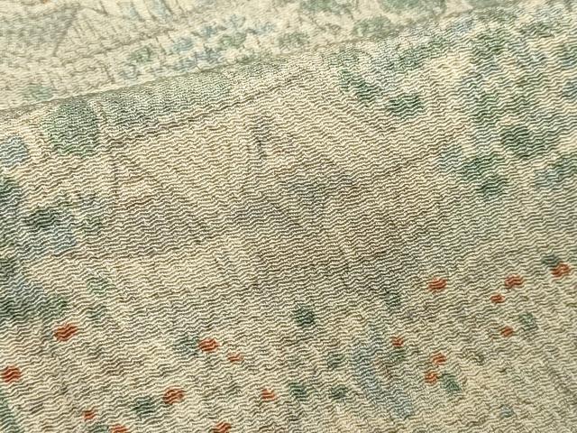 平和屋着物■上質な小紋 人物風景文 鬼しぼ縮緬 正絹 逸品 DABE7951cd