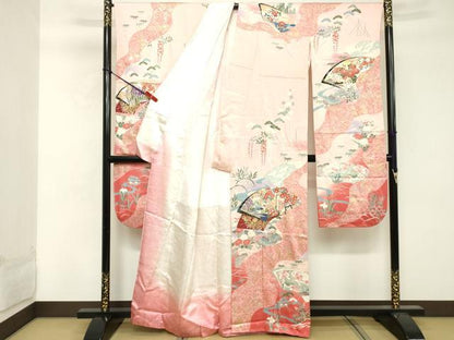 平和屋着物■豪華振袖 地紙花文 暈し染め 金銀彩 正絹 逸品 DABE7932cd