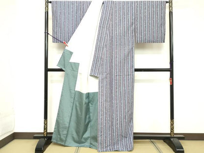 平和屋着物■上質な小紋 紬地 間道 正絹 逸品 DABE7974cd