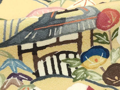 平和屋着物■訪問着 型染め 風景花文 正絹 逸品 DABE7967cd