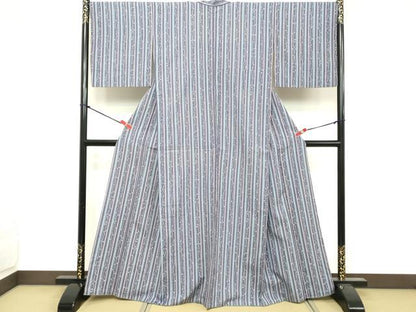 平和屋着物■上質な小紋 紬地 間道 正絹 逸品 DABE7974cd